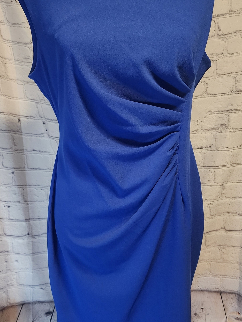 DKNY Cobalt Blue Sleeveless Ruched Sheath Dress